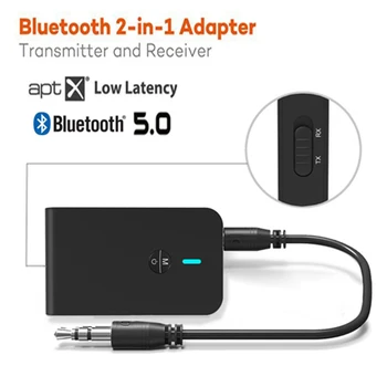 

Wireless Bluetooth 5.0 Transmitter Receiver 3.5mm RCA AUX Stereo Audio Adapter for Low Latency Dual Link for Car TV Home Stereos