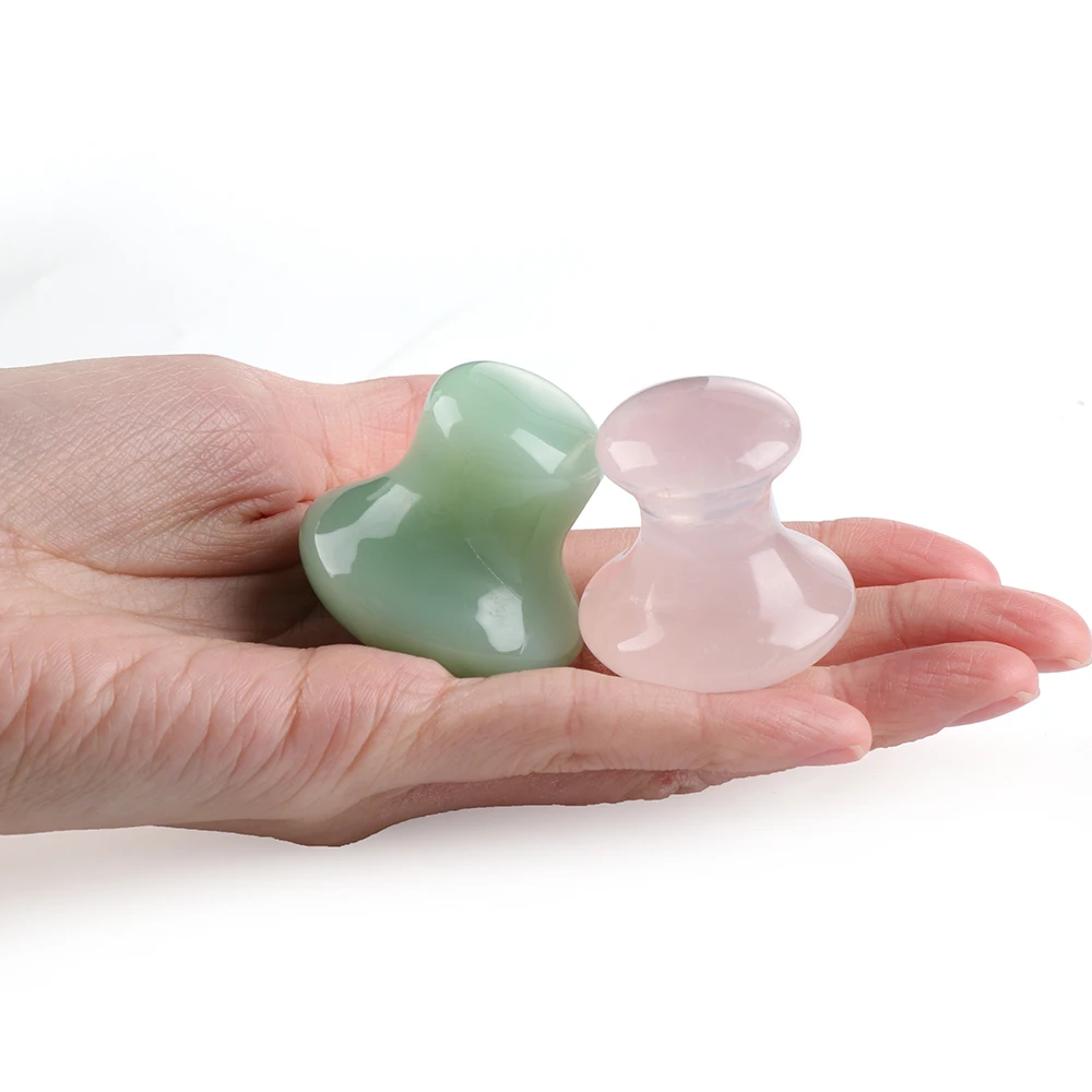 Rodillo masajeador de piedra de Jade, Cuarzo Rosa Natural, belleza Facial, masaje en forma de seta, cuidado del cuello, herramientas adelgazantes, belleza de la salud
