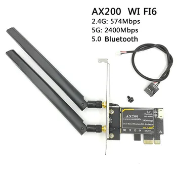 

Desktop 9260AC/ AX200 Intel Wifi6 Wireless Network Card Built-in PCI-E 2400Mbps Dual-Band Adapter Bluetooth 5.0 Network Card