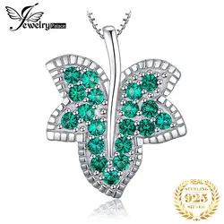 JewelryPalace Milgrain кленовый лист Nano России искусственный изумруд кулон 925 пробы серебро для Для женщин не включает цепь