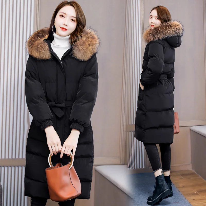 

2019 Winter New Style Korean-style Elegant Slim Fit Fashion Cotton-padded Clothes with Removable Shoulder Genuine Fur Collar 206