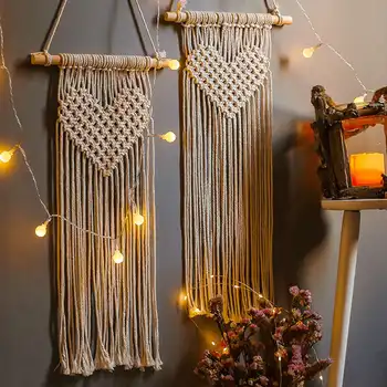 

Woven Cotton Thread Love Tapestry Wire Hanging Blanket Weaving Monternet Wall Hanging Ornament Home Art Room