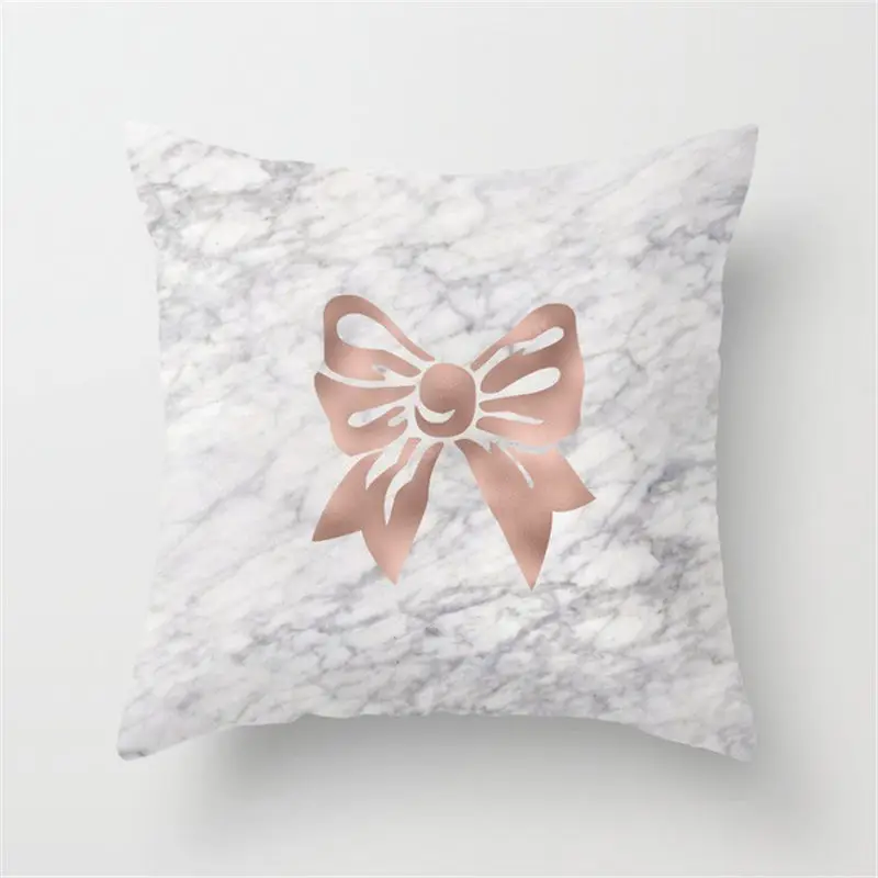 Doreen Box 1 Piece 45*45 cm Polyester Decorative Pillow Covers Bow-knot Letter Marble Leaf Printed Fashion Pink Case | Дом и сад