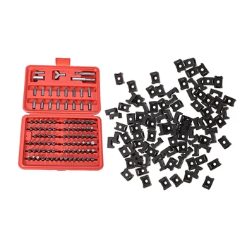 

100Pcs Black 9mm Cable Tie Mount Saddle Type Plastic & 100pcs Torx Tamper Screws Hex Key Phillips Slotted Tri-Wing