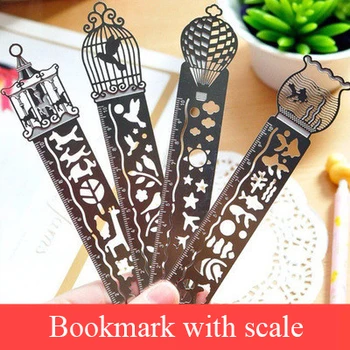 

Openwork ultra thin fine metal bookmark with scale ruler creative multi-functional fine painting icon model ruler