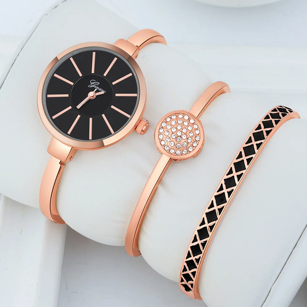

New Fashion Quartz Watch for women's Set Boutique Trends Geneva Style Watch Jewelry Set Christmas Gifts Birthday Gifts