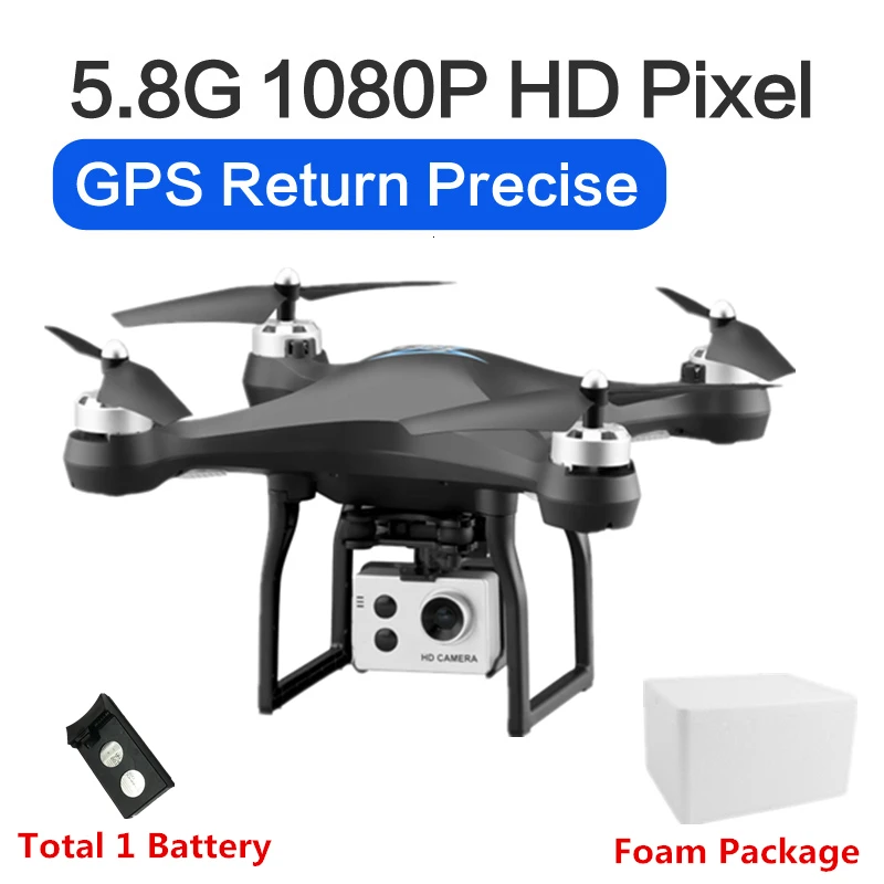 Радиоуправляемый Дрон S2 gps Дроны с 5G WiFi 1080P HD широкоугольная электронная камера gps Intellgent следующий Квадрокоптер Fly 18 mins игрушка - Цвет: 1080P-Foam Box-B1
