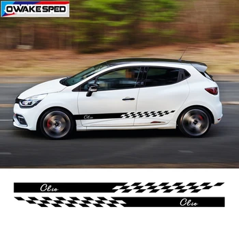 

Racing Sport Stripes Car Door Skirt Stickers Both Side Auto Body Vinyl Decals For Renault Clio RS 3-5 Doors