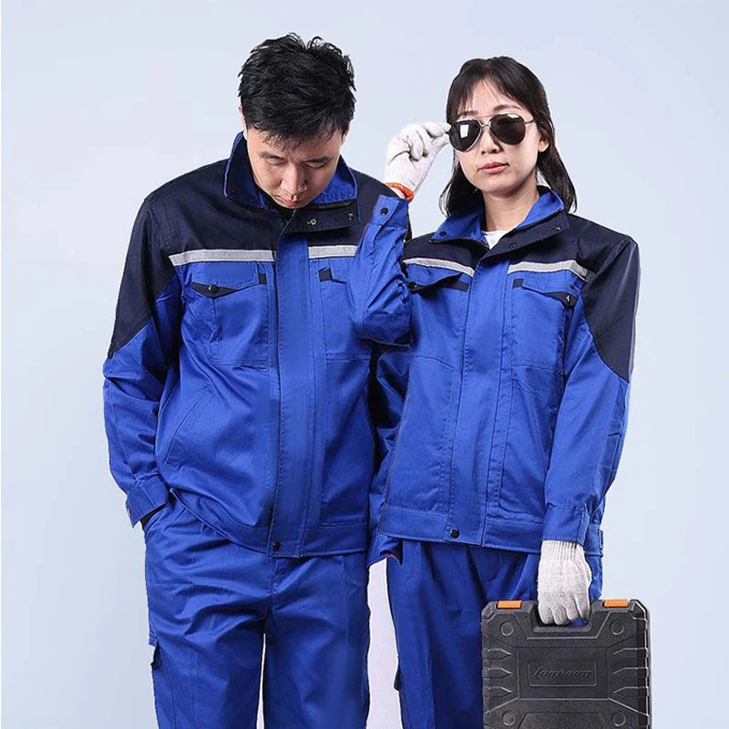 

Весенне-осенняя мужская и женская Рабочая форма с длинным рукавом, цветные дышащие удобные фабричные механические рабочая одежда