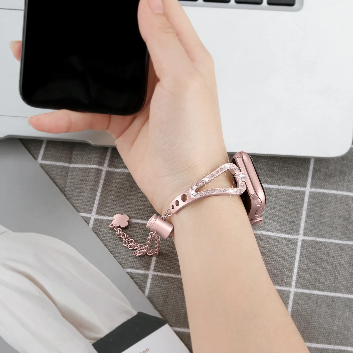 Алмазный ремешок для наручных часов Apple Watch 38 мм, 42 мм, 40 мм 44 наручных часов iwatch, 5 Для женщин серии группа 4/3/2/1 Нержавеющая сталь металлический браслет