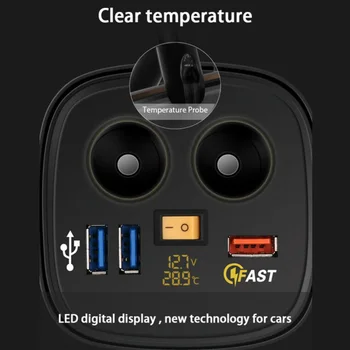 

Cup Style Fast Charger Car Lighter Splitter LED Voltage Temp Display 1pcs