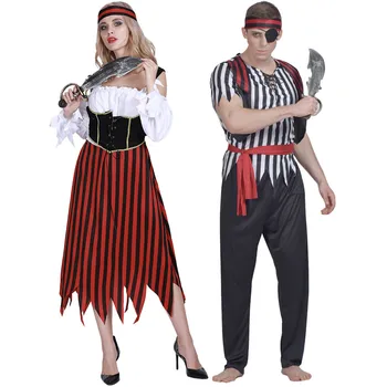 Classico adulto caraibi pirata Costume di Halloween uomo donna ladro Cosplay coppia abiti carnevale pasqua Purim Fancy Dress