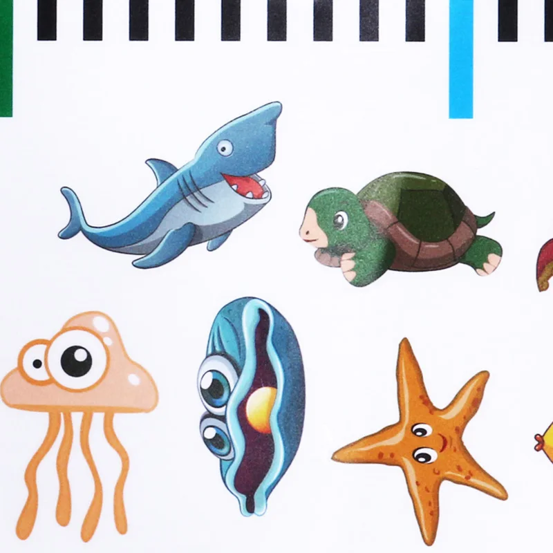 High Quality New Wall Stickers Art Walls Decor Measure Height Cartoon Undersea Fish Child Safety Material Decals Witness Growth