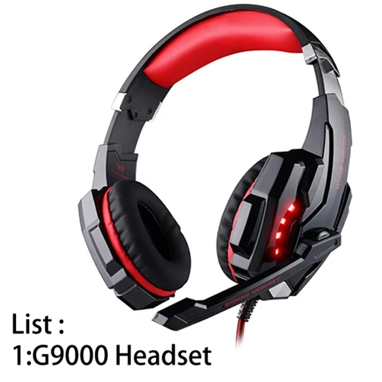 G9000 Red KOTION каждый лучший глубокий бас Игровые наушники, головной гарнитур для PS4 Xbox One ноутбук планшетный ПК rophone светодиодный свет - Цвет: G9000 Red