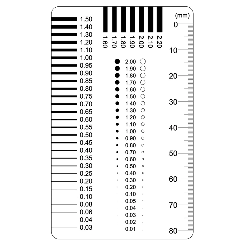 

Badge Gauge Film Ruler Point Gauge Wire Gauge Stain Crack Contrast Card Scratch Transparent Ruler Model