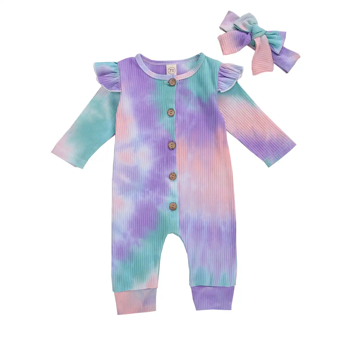 Citgeett Herbst Neue Kinder Baby Madchen Mode Bunte Strampler Tie Dye Langarm Tasten Kleidung lichen Verschleiss Partei Fruhling Casual Kleidung Sets Aliexpress