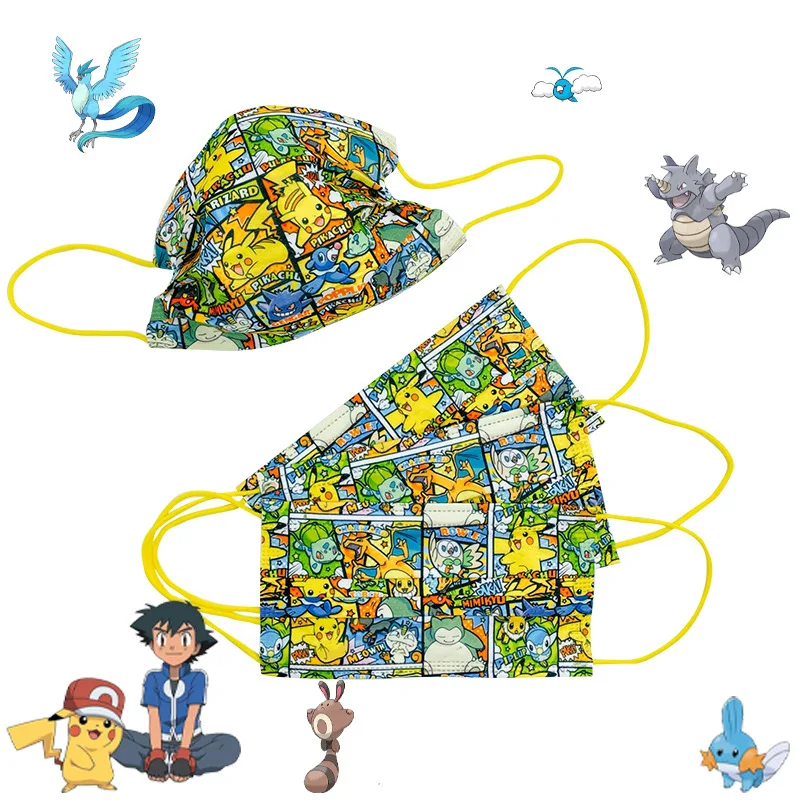 50 шт. Детские маски для лица Pokemon одноразовое защитное лицо тканый фильтр Защита