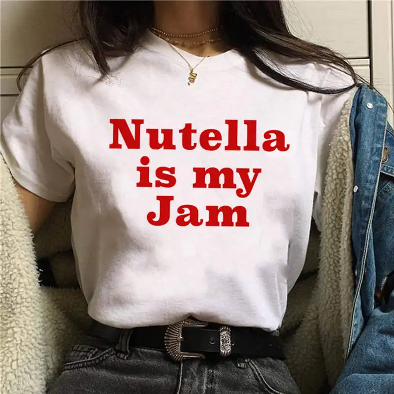 17 Nutella Футболка с принтом женская летняя Harajuku Ullzang новая футболка Милая футболка с графическим рисунком футболки - Цвет: 17