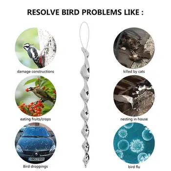 

6pcs Bird Repeller Rotating Rod Reflective Rod Environmental Scare Bird Bird Bird Agricultural Bird Protection L7X8