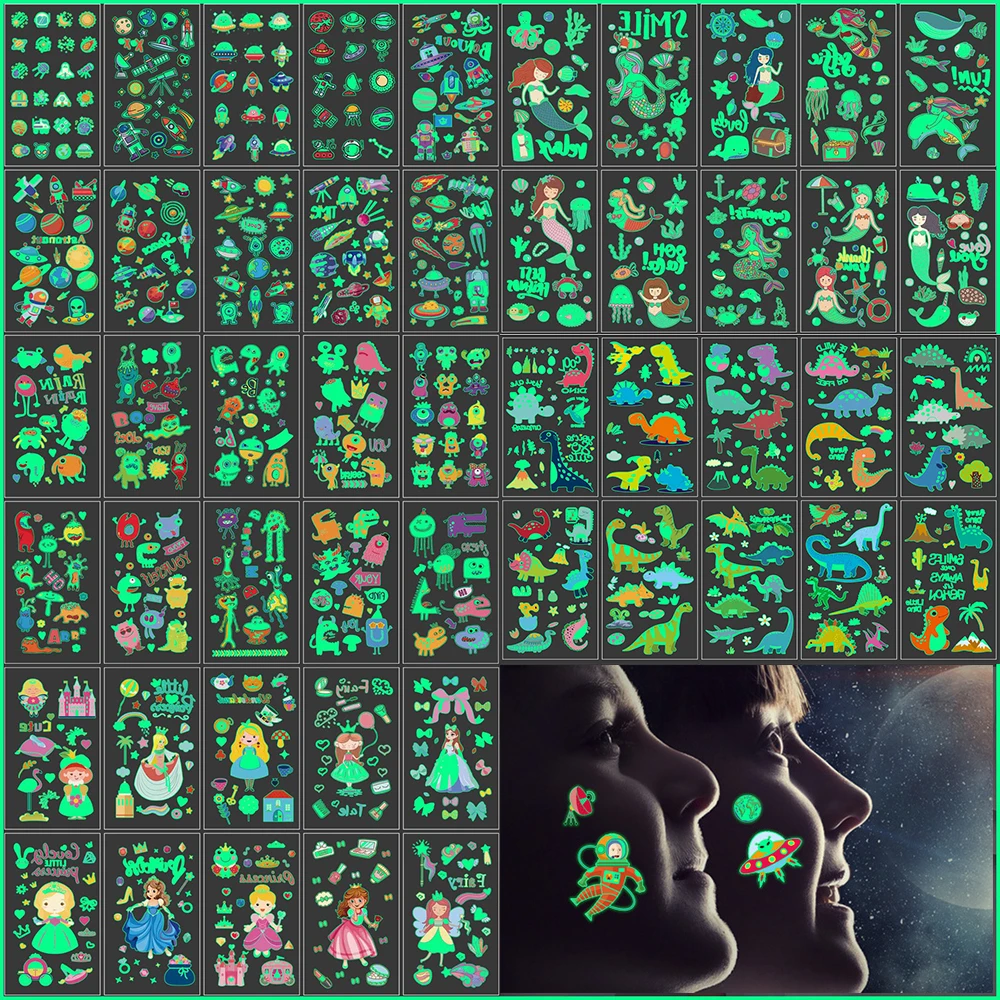 Luminous Temporary Tattoos 10pcs/lot Face Body Arm Sticker Fake Small Flower Kids Transfer for Children luminous wall stickers luminous tape fluorescent stickers luminous switch stickers