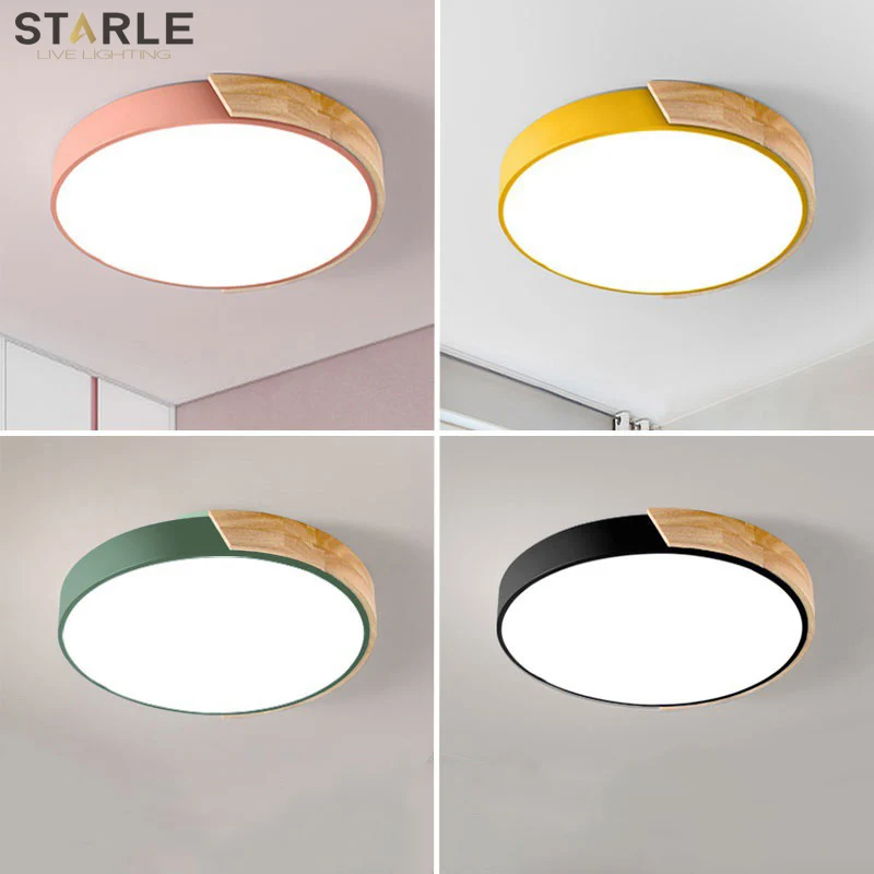 

Nordic Indoor lighting Oak Led Chandelier Lighting Bedroom Multicolor Round Alloy Led Ceiling Chandeliers Lights Fixtures