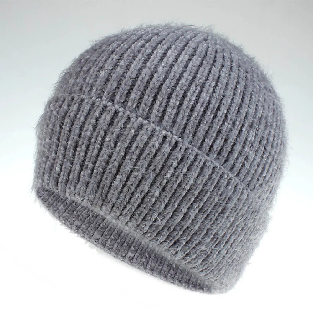 grey Вязаные шапки для женщин Skullcap, мужские Skullies Beanie, шапка из синели, теплые осенне-зимние шапки с манжетами Docker Beanies для мужчин - Цвет: grey