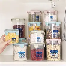 Еда контейнер для хранения герметичный герметичные Пластик бутылка для хранения с запирания крышки для крупа мука риса закуски(600/800/1000 мл