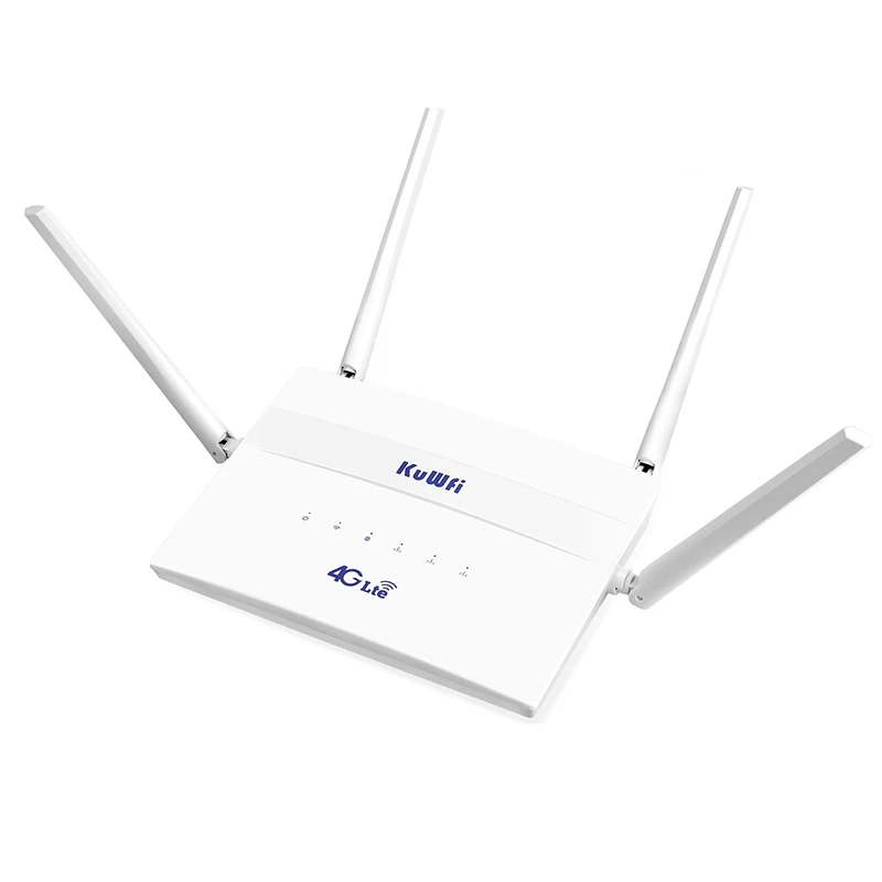 best home wifi signal booster KuWFi 4G LTE 300Mbps Không Dây Có Khe SIM 4 Ăng Ten Ngoài Repeater Hỗ Trợ 32 WiFi Người Sử Dụng wireless internet amplifier