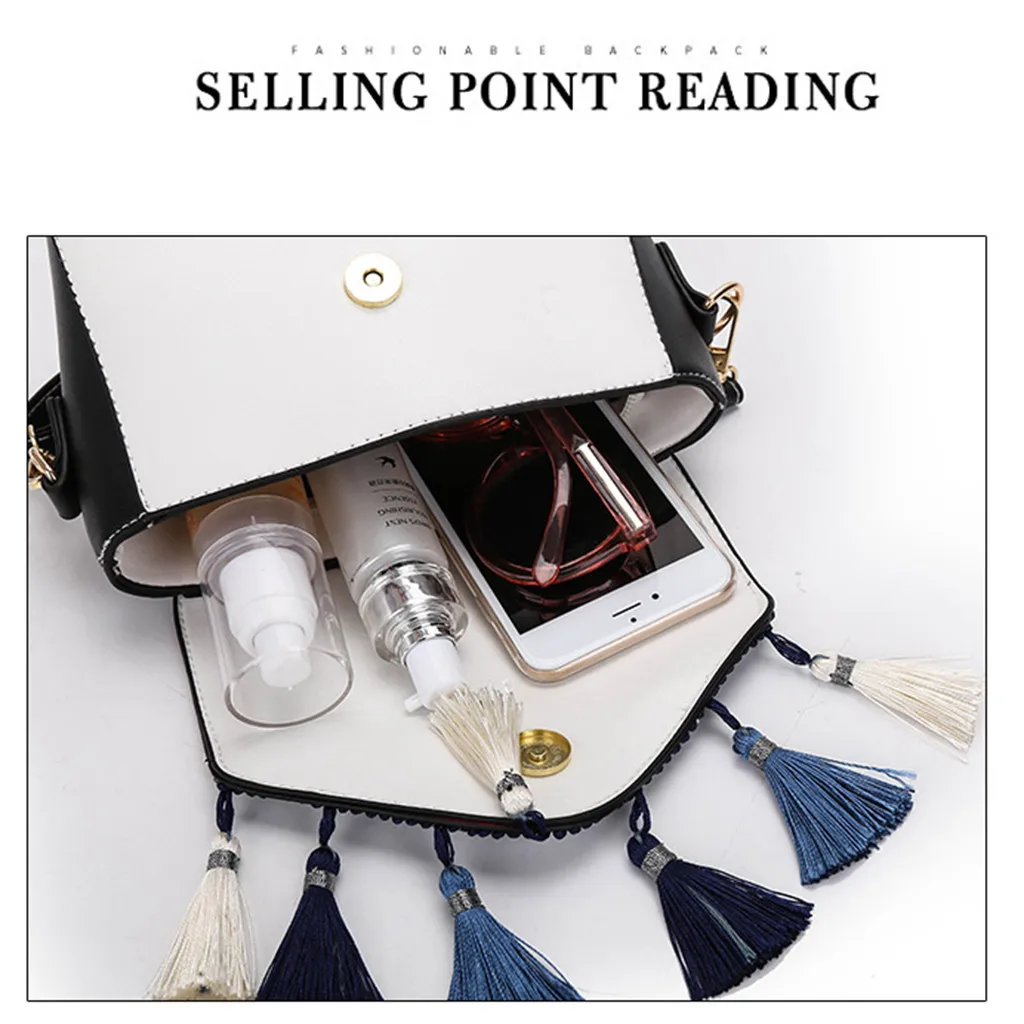 Vintage Women Weaving Tassel Shoulder Bag Messenger Bag Crossbody Bag Beach Bag Ethnic tassel shoulder Fashion messenger bag1104