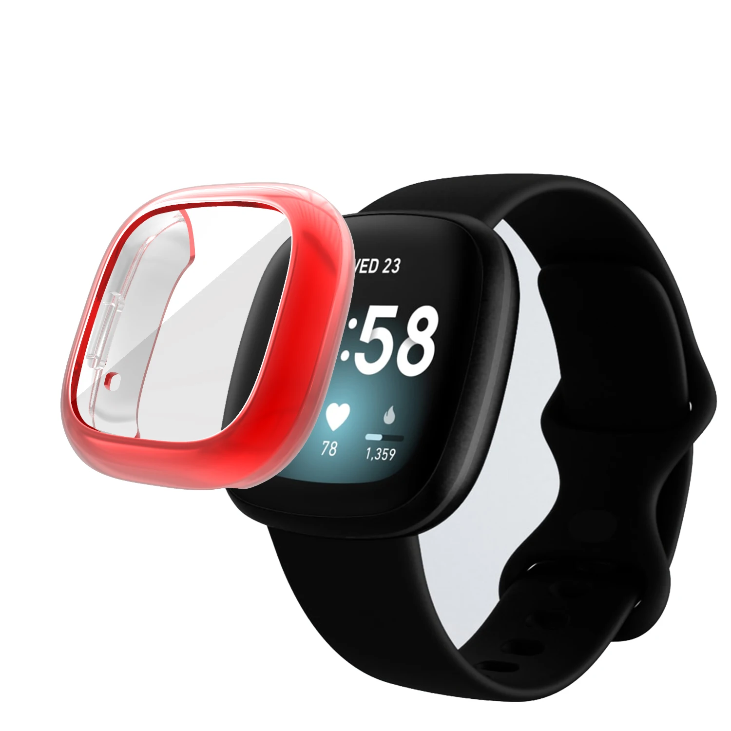 Schutzhülle für Fitbit Versa 3, weiche TPU-Vollbildschutzfolie für Fitbit Sense/Versa 3 Smart Watch Bumper Plating Shell – Detail 4