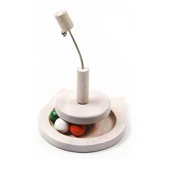 

Wooden Cat Toy Crazy Rotating Ball Disk With Colored Ball Bells Pet Interactive Toys Pet Cat Intelligence Ball Supplies