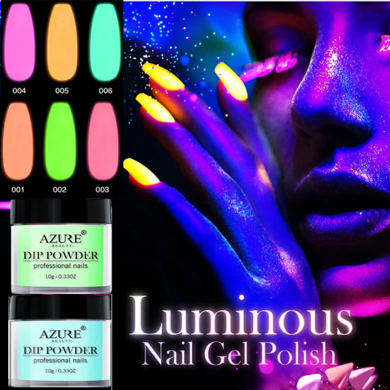 

Azure Beauty Luminous Dipping Powder Gradient Color Luminous In Dark Nail Art Fluorescent Glitter Nail Dip Powder Nail Powder