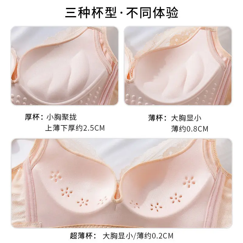 Guoenenyy Underwear women's steelless bra ring gathers thin ultra-thin adjustable breasts anti-sagging bra
