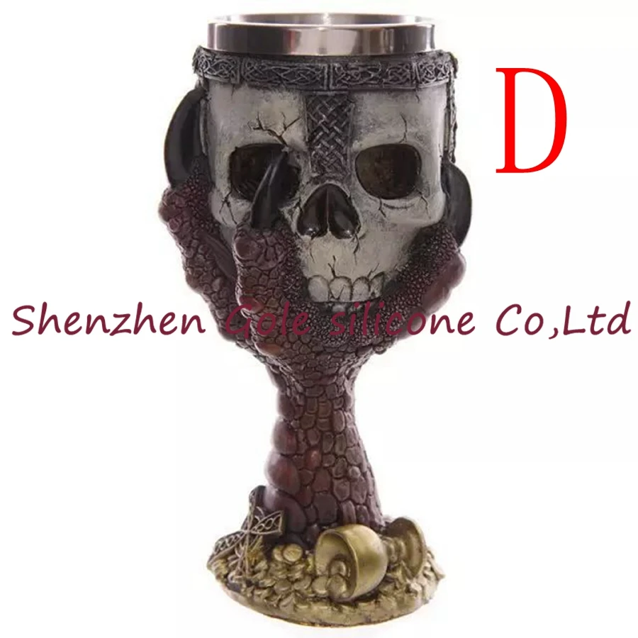 D 200 мл с двойными стенками из смолы, нержавеющая сталь, 3D череп, кружка для питья, персонализированные Кости Дракона, череп, металлический бокал для вина, кружка - Цвет: D