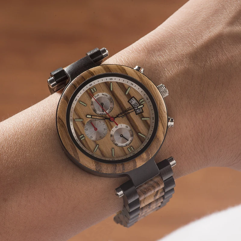Мужские наручные часы reloj hombre BOBO BIRD Wood мужские Luminoust спортивные кварцевые с задней