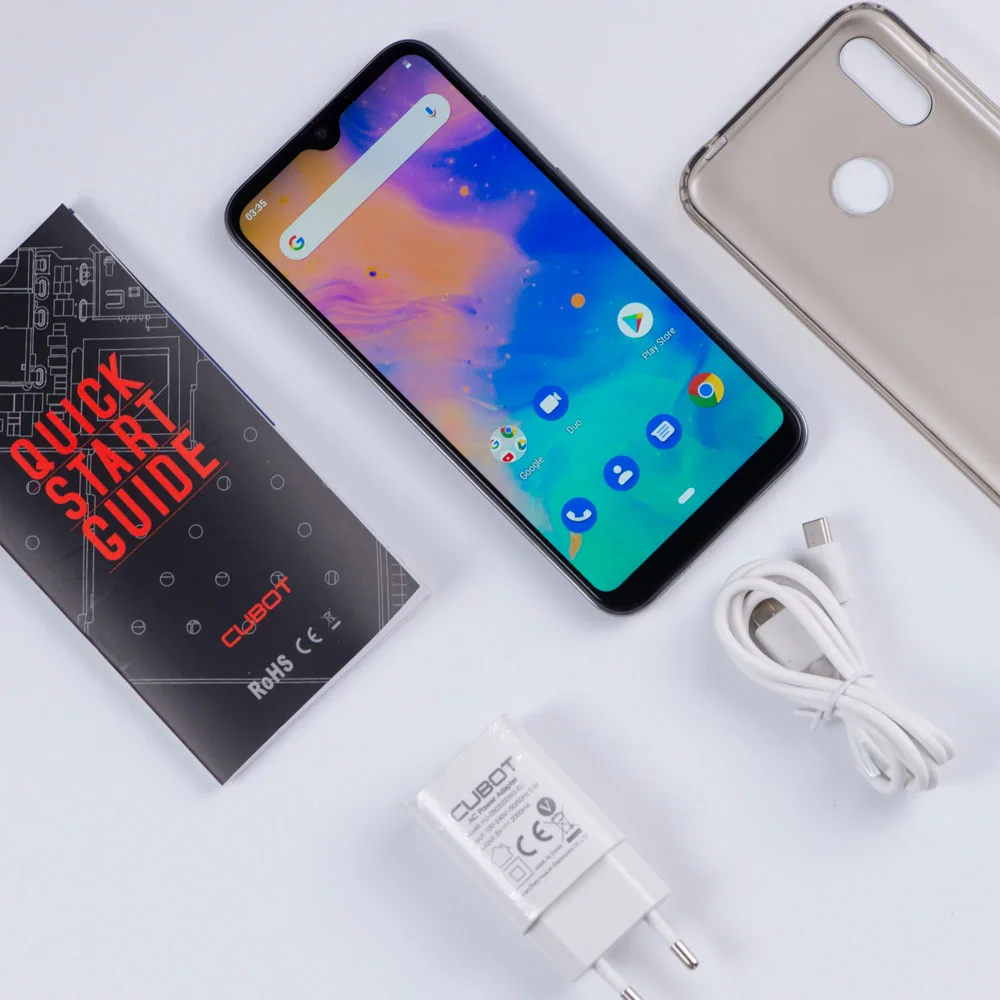 Cubot R15 SmartPhone Android 9.0 Pie 6.26'' 19:9 Water-Drop Screen MT6580P 2GB+16GB Finger ID Dual Rear Camera 13MP 3000mAh Good