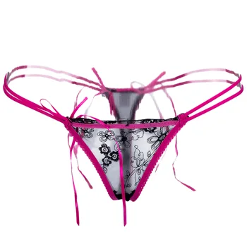 

Sexy Women Panties Embroidery Transparent Thong Thin Belt Bandage G-String Underwear Lady Low Waist Sexy Panties G-String