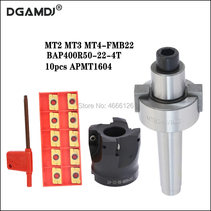 

MT2 FMB22 MT3 FMB22 MT4 FMB22 +high hardness BAP400R 50 22 Face Milling Cutter + 10pcs APMT1604 Inserts For Power Tool