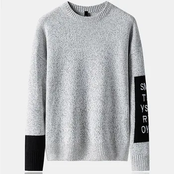 

Men's New Fashion Autumn Winter Casual Stitching Color Sweater Thermal Pullover Men Cashmere Sweater High Quality Clothes Y11.1