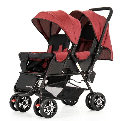 Twin Baby Strollers Lightweight Folding Front Rear Reclining Trolley Baby Double Stroller Can Lie Flat - Цвет: A7