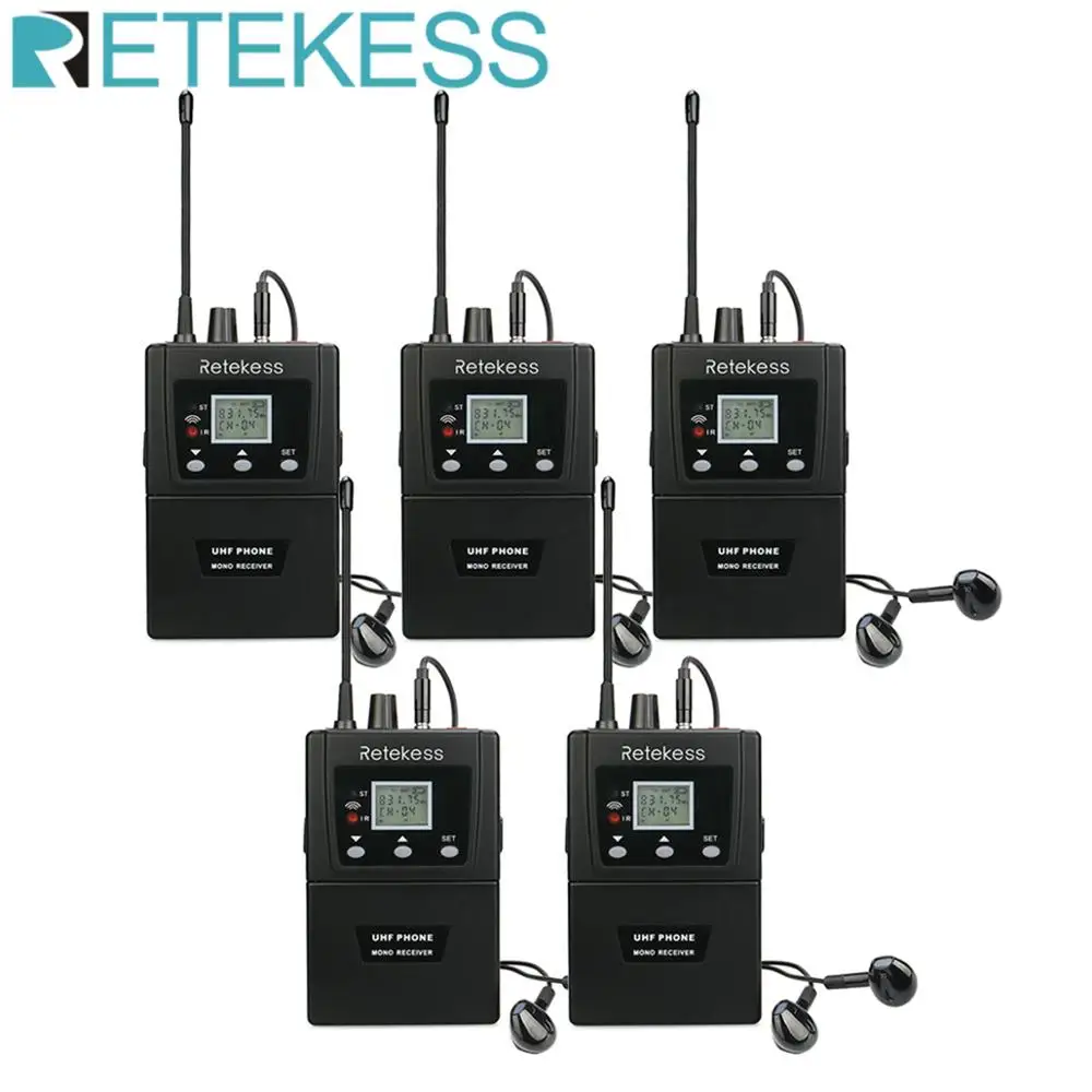 5 шт. Беспроводная Конференц система Retekess T127 RF синхронный бодикон с креплением на талии аудио приемник для