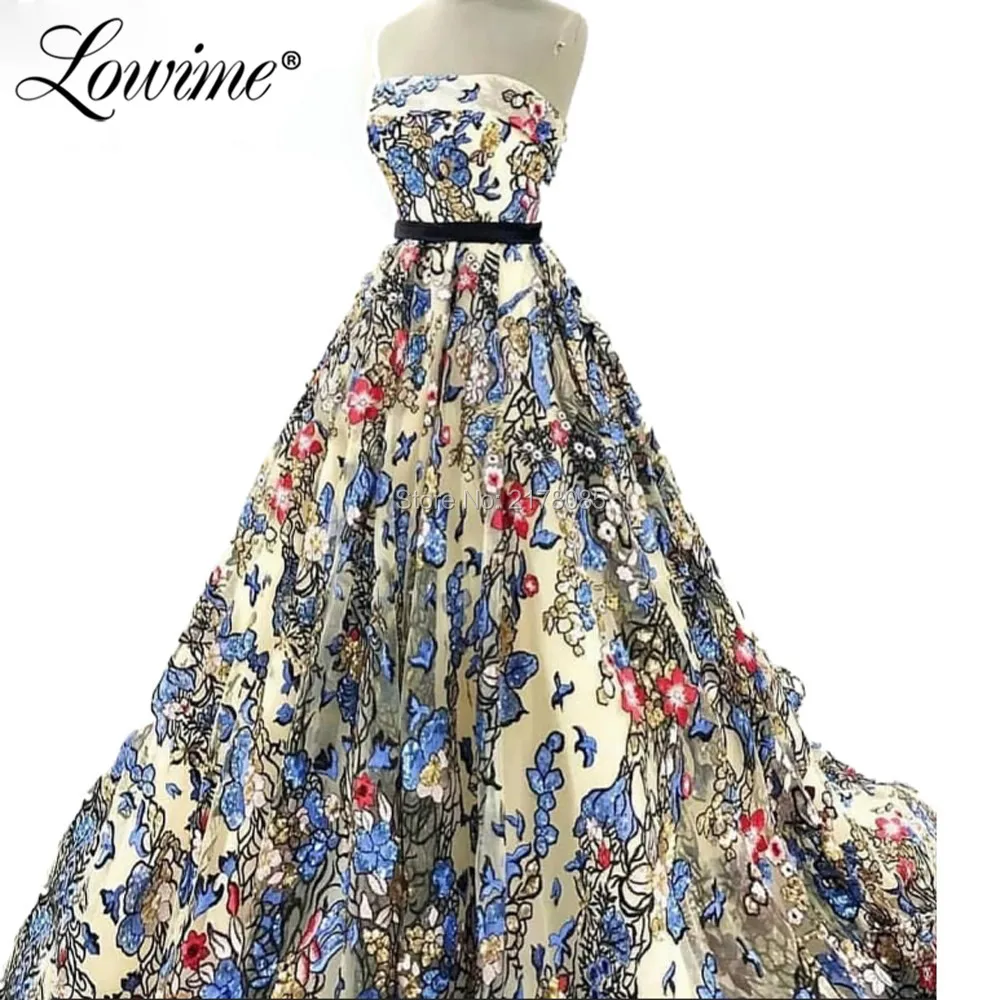 

2019 Strapless Eveing Dresses A-line Evening Gowns Custom Made Arabic Dubai Formal Party Dress Long Prom Dresses Robe De Soiree