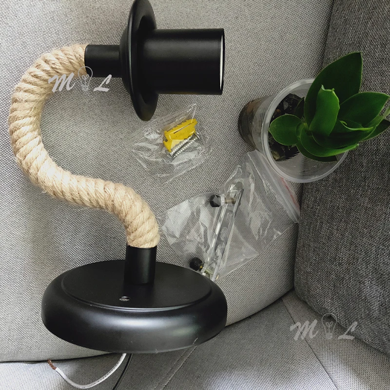 Wall Lamp American Country Hemp Rope Retro Wall Sconce Living Loft Lighting Stairs Vanity Indoor Lamp