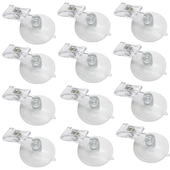 

10 Pieces of Sucker Clip Advertising Card Holder Transparent Clip Suitable for Refrigerator Shower Aquarium