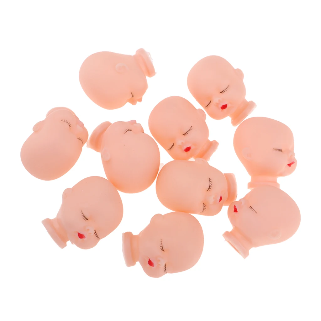 10 Pieces Red Lips Sleeping  Doll Heads Sculpt For Mini Keychain  Toy DIY Custom Body Parts