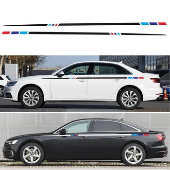 

Car universal stickers 2pcs Auto Tuning Accessories Car Side Stripe Stickers Vinyl Film Decals