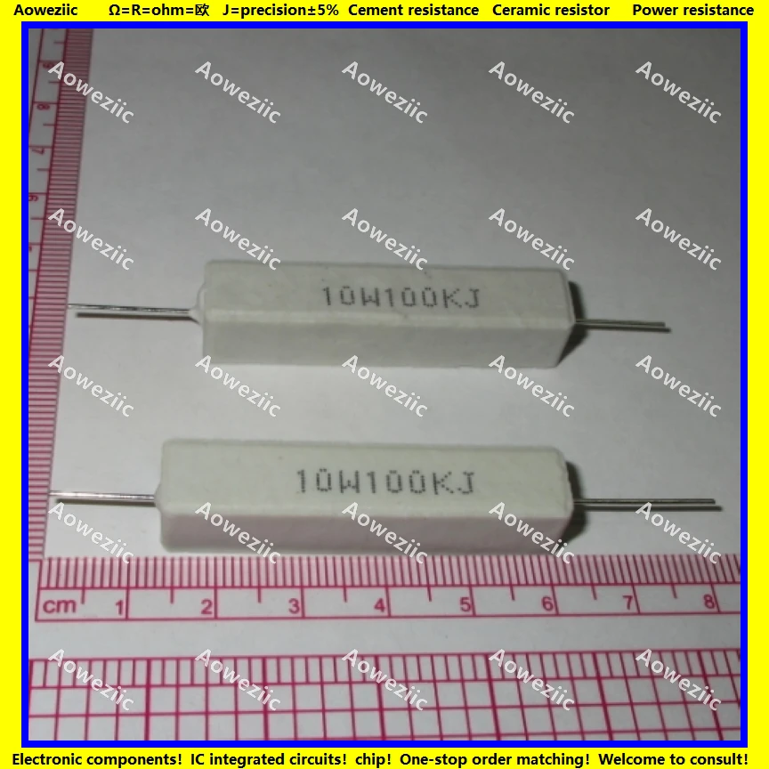 

10Pcs RX27 Horizontal cement resistor 10W 100K ohm 10W100KJ 10W100K 100000 ohm Ceramic Resistance precision 5% Power resistance