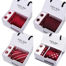 Клетчатый мужской набор галстуков удлиненный размер 145 см* 7,5 см Галстук Красный Пейсли шёлк-жаккард Тканый шейный галстук костюм Свадебная вечеринка