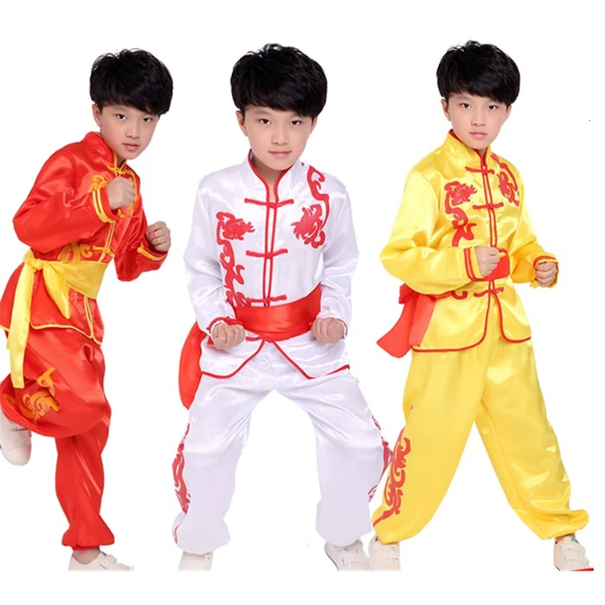 Traditional Chinese Style Kung Fu Wushu Clothing Kids Stage Party Performance Team Dance Wear Hanfu Tai Chi Competition Uniforms