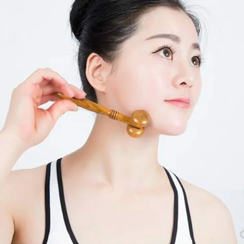 Camphor wood face massager wooden roller thin face massager wooden massage stick